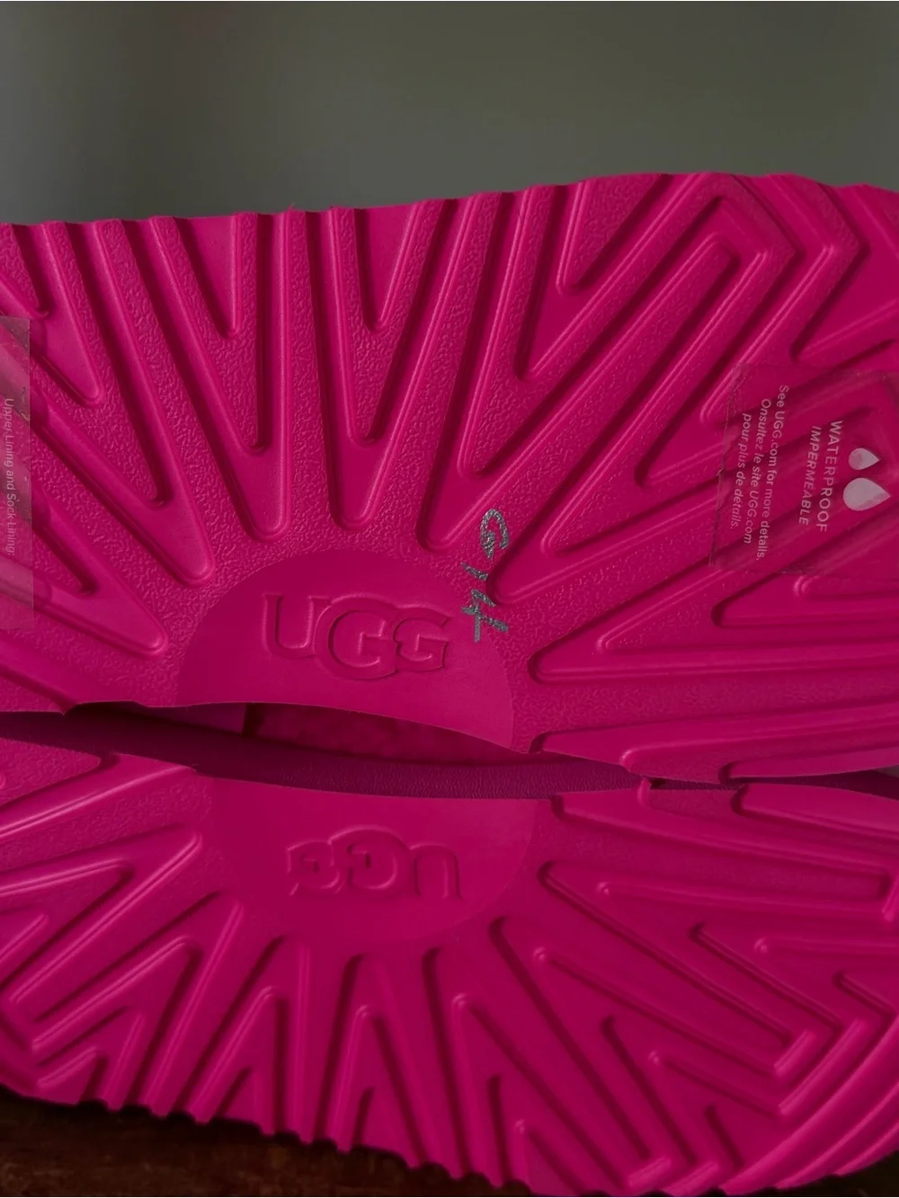 UGG Kids Bright Pink Glossy Waterproof Rain Boots